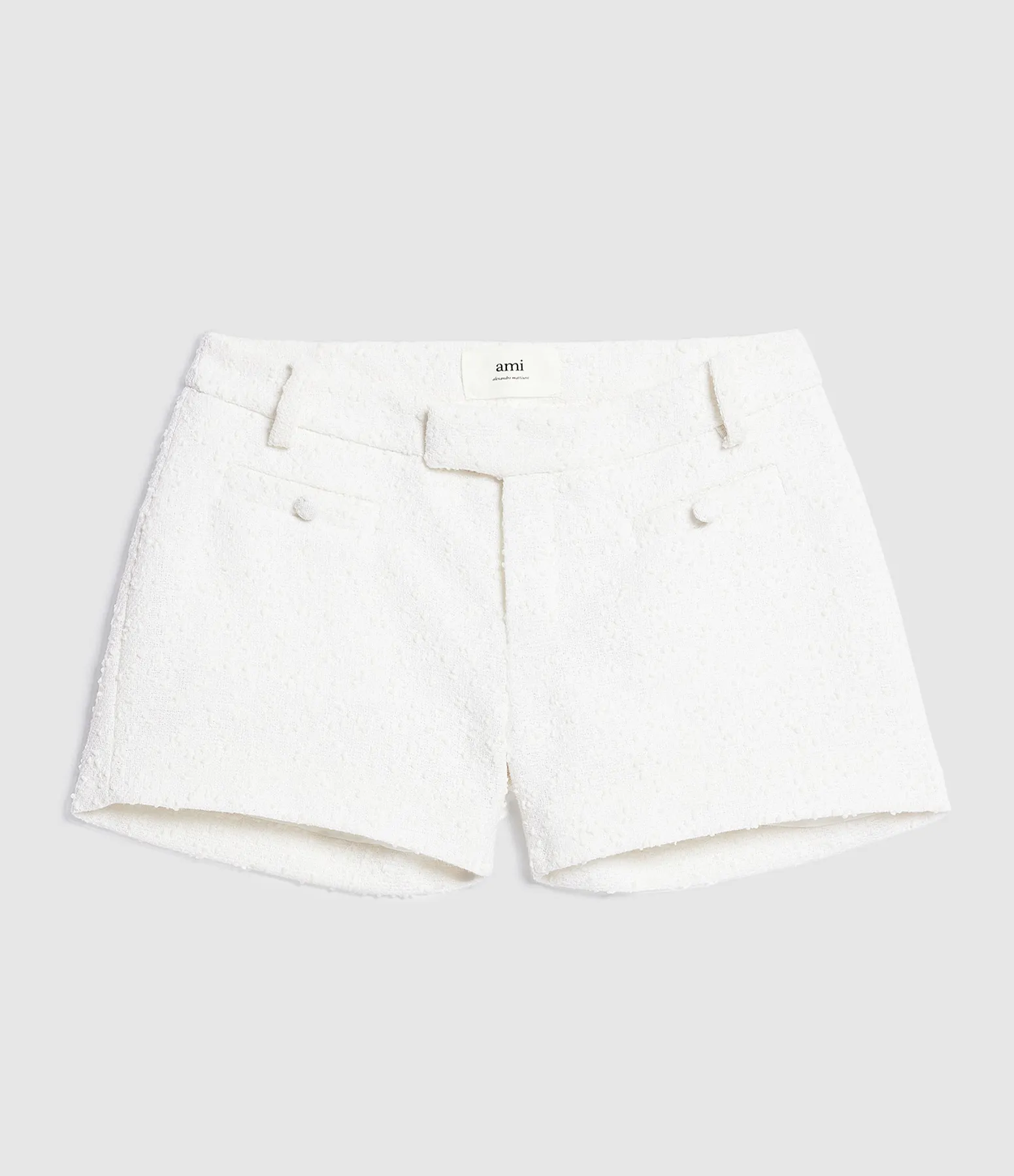 AMI PARIS Partager  Short Laine Vierge Blanc Naturel  