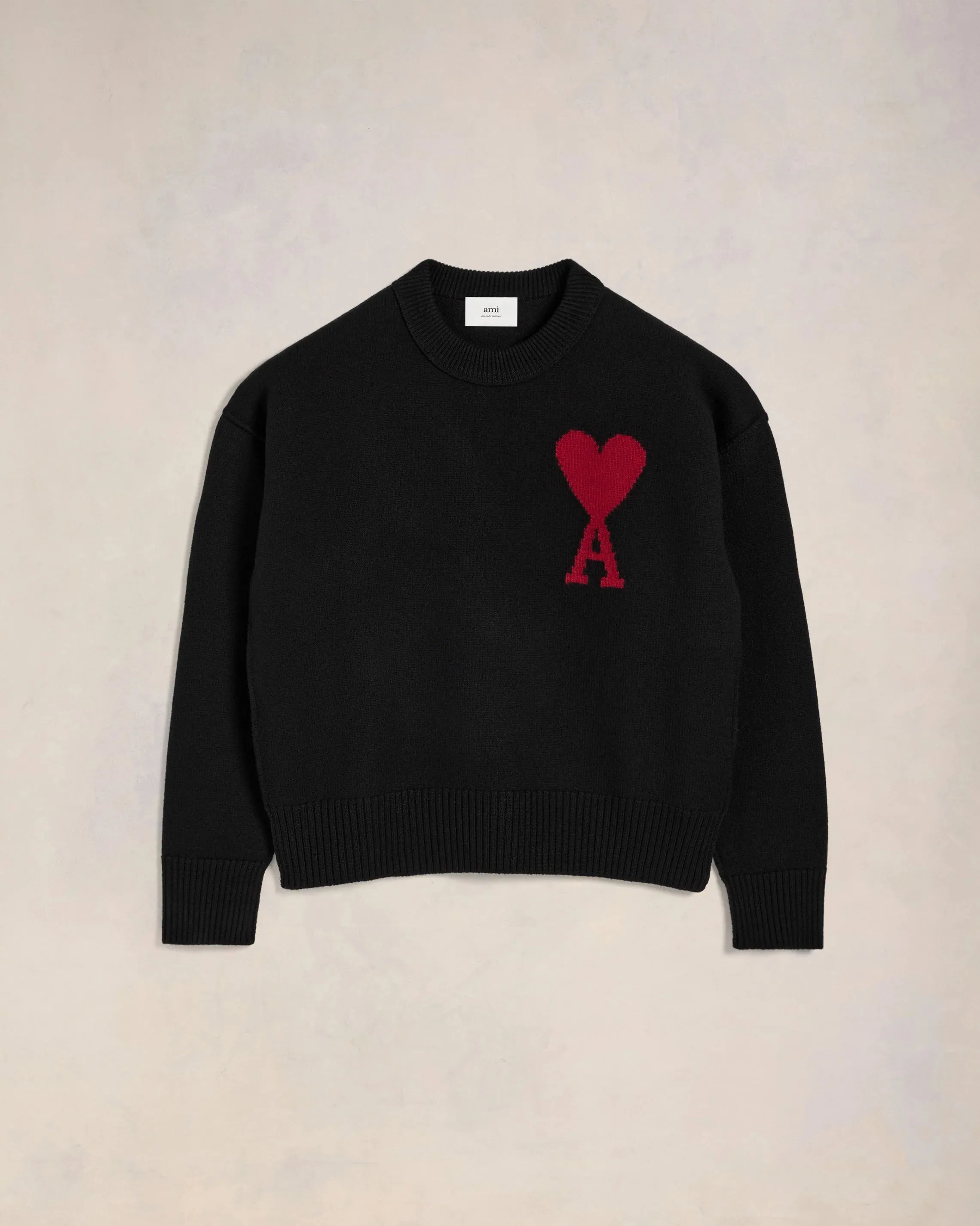 Ami Paris - Pull en Laine Ami de Cur - Noir et Rouge