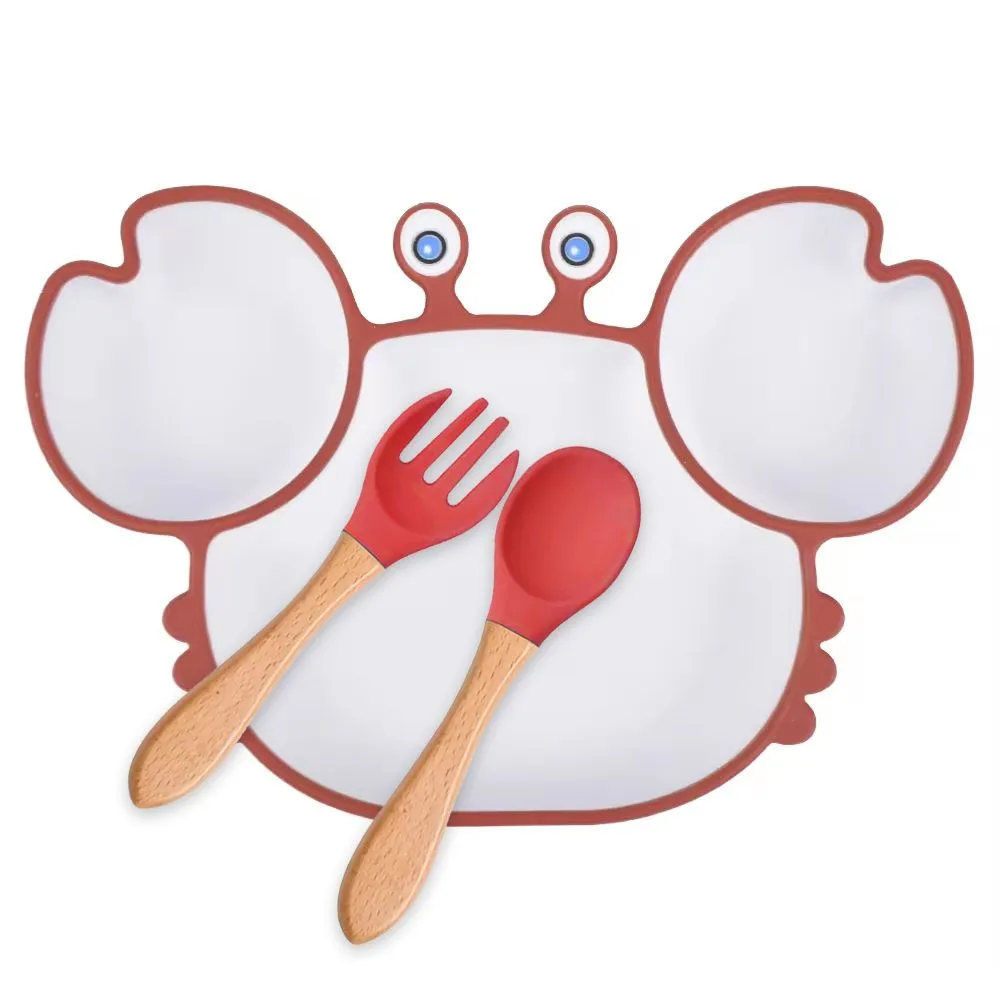 Assiette Crabe blanc et couverts personnalisés avec prénom et motif