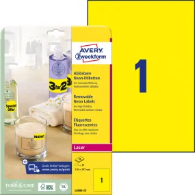 Avery Zweckform Etiquettes fluorescent - 210 x 297 mm - jaune