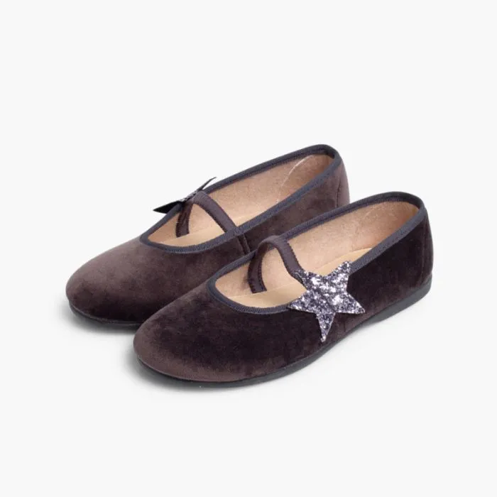 Ballerines pour fille avec Etoile Glitter et Bande Elastique