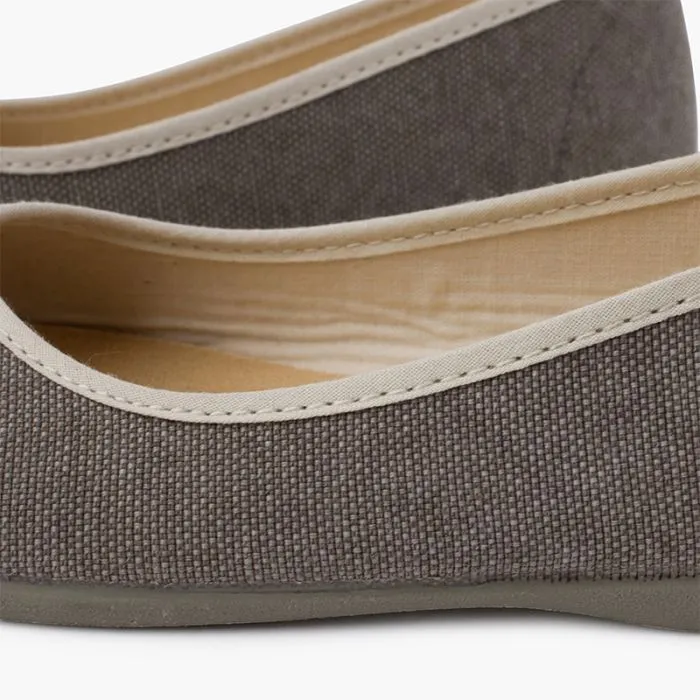 Ballerines pour Fille et Femme en toile écologique recyclée avec passepoil