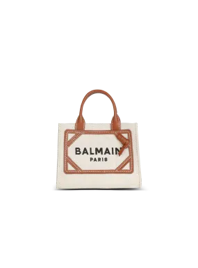 BALMAIN  Cabas b-army mini modèle en toile avec empiècements en cuir - Marron