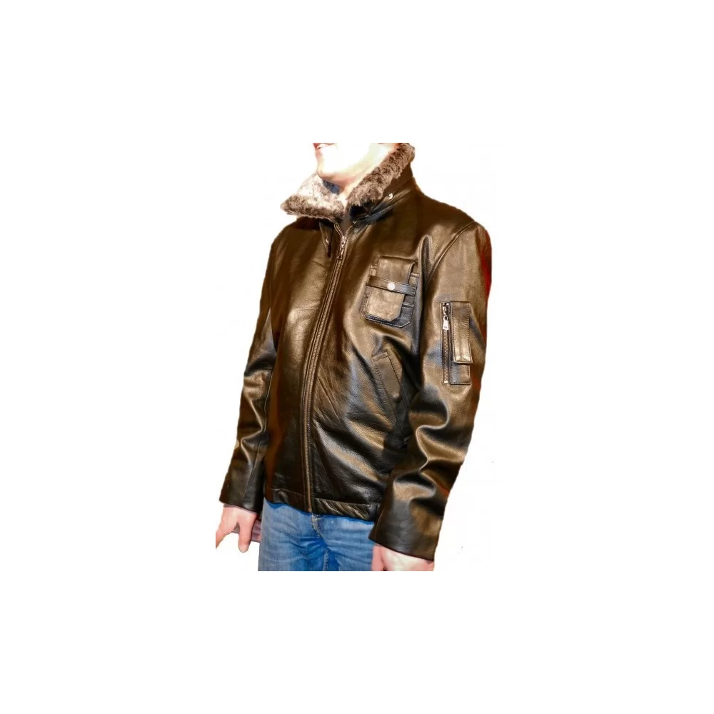 Blouson cuir homme agneau pilote Français type armée de l'air française