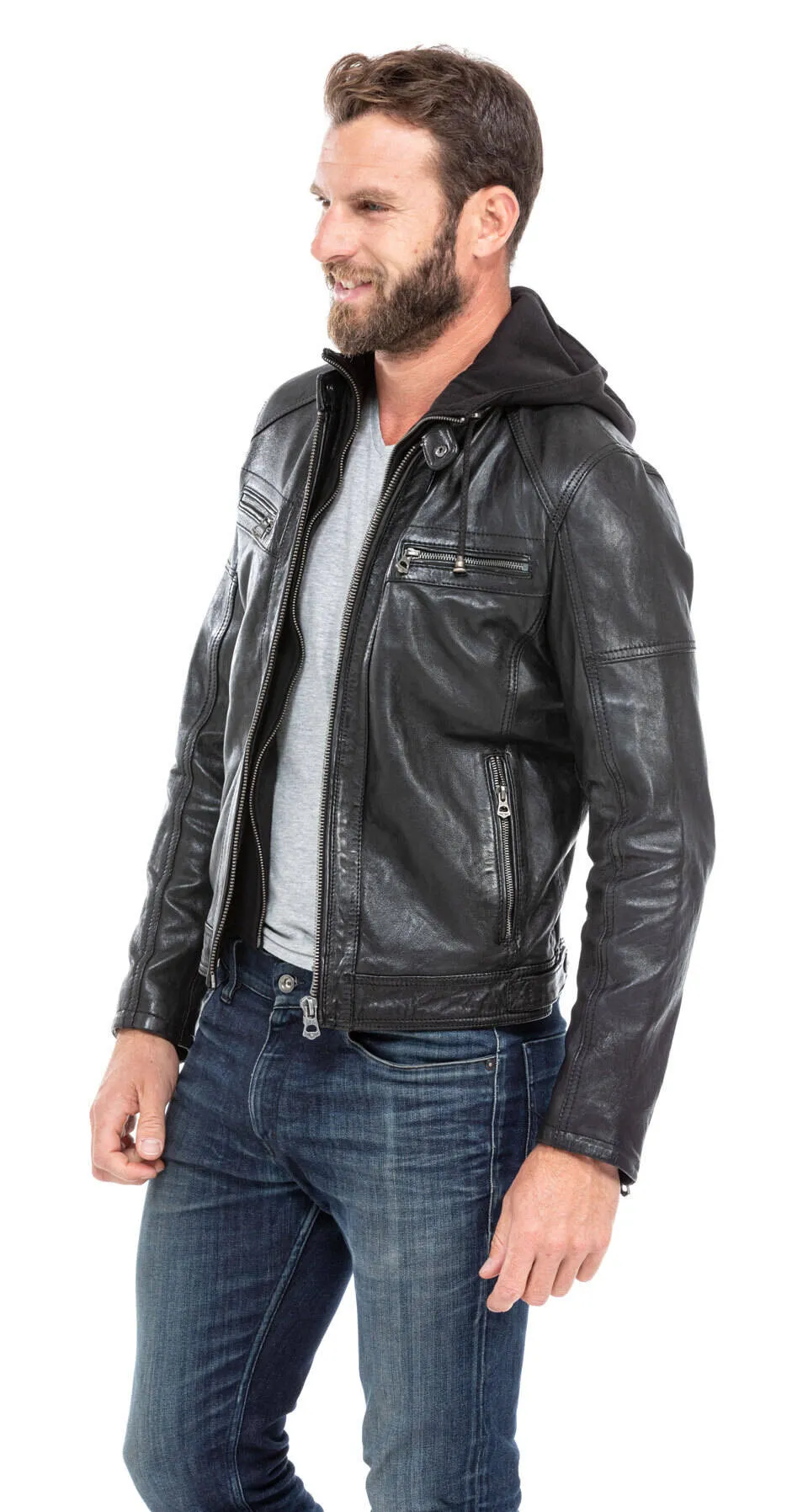 Blouson cuir homme noir
