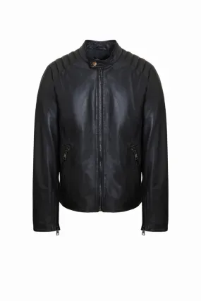 blouson cuir matelasse epaules