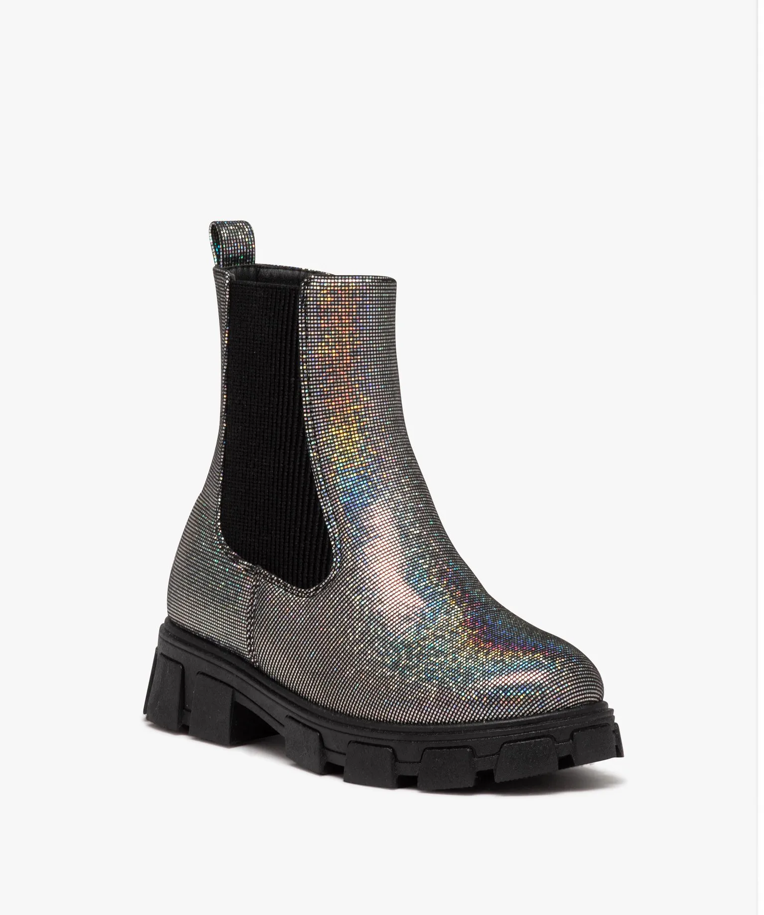 boots fille style chelsea a strass et a semelle epaisse noir