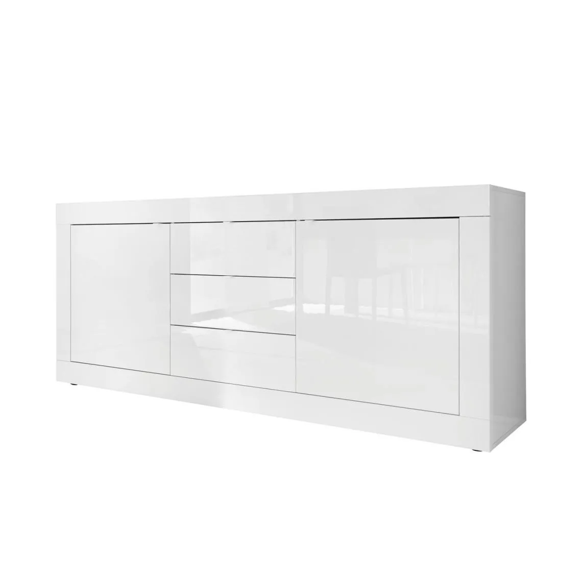 Buffet 2 portes 3 tiroirs BASIC laqué blanc brillant | 3 Suisses