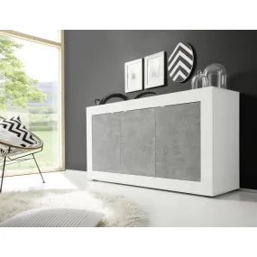 Buffet 3 portes BASIC blanc et décor beton | 3 Suisses