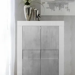 Buffet placard 2 portes beton EASY laqué blanc  | 3 Suisses