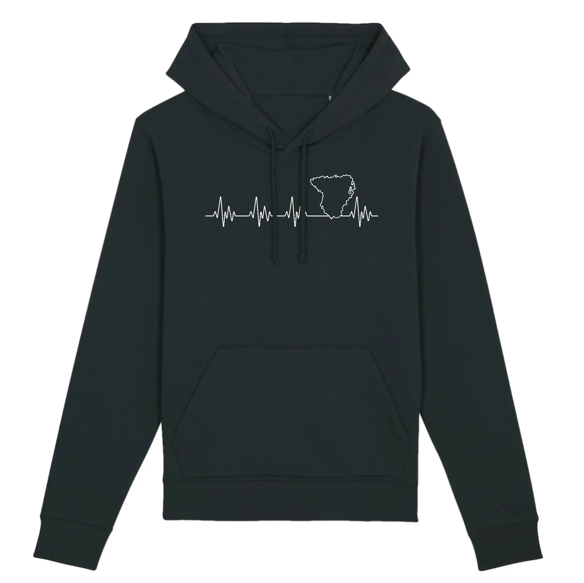 Béarn battement de coeur - Sweatshirt à capuche unisexe coton bio imprimé dans le Midi