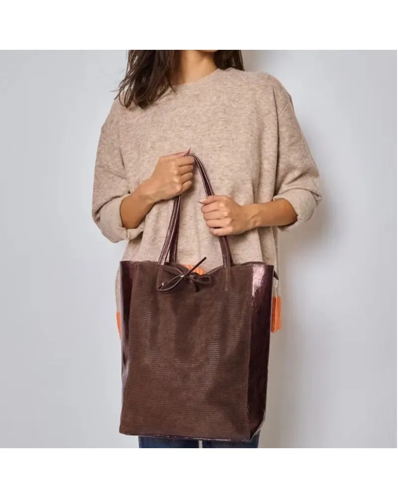 Cabas Brunello | Daim & Cuir irisé | Zosha Collection
