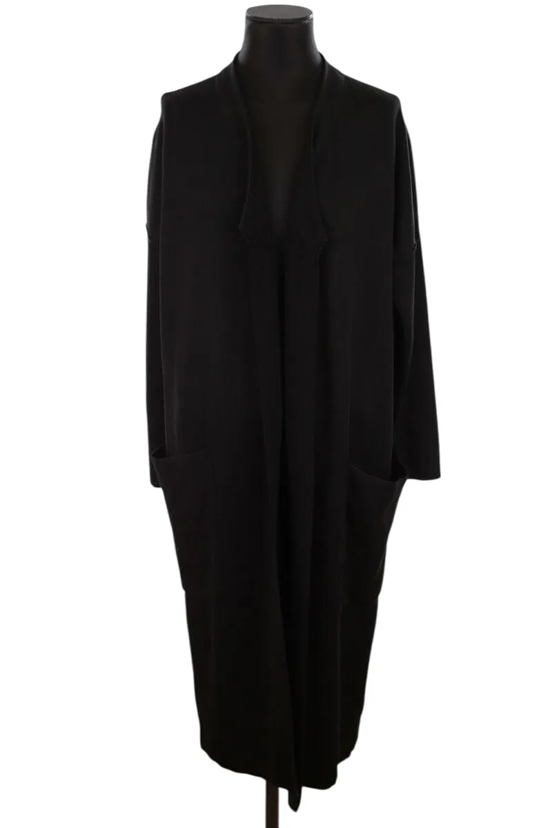 Cardigan Maje noir en viscose, taille 36 (T1), longueur 115cm, pour femme, en très bon état.