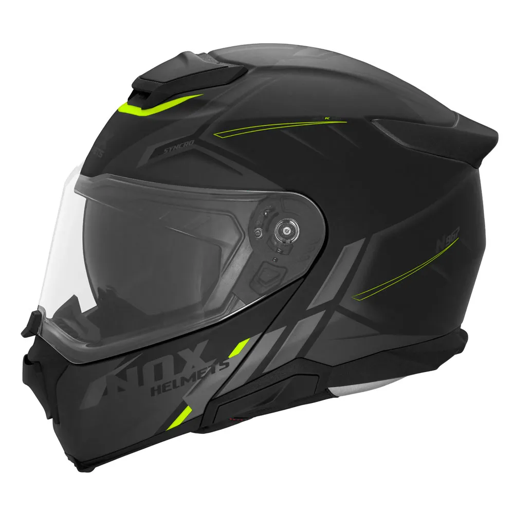 Casque Nox N967 Synchro noir mat jaune fluo, modulable 22 06