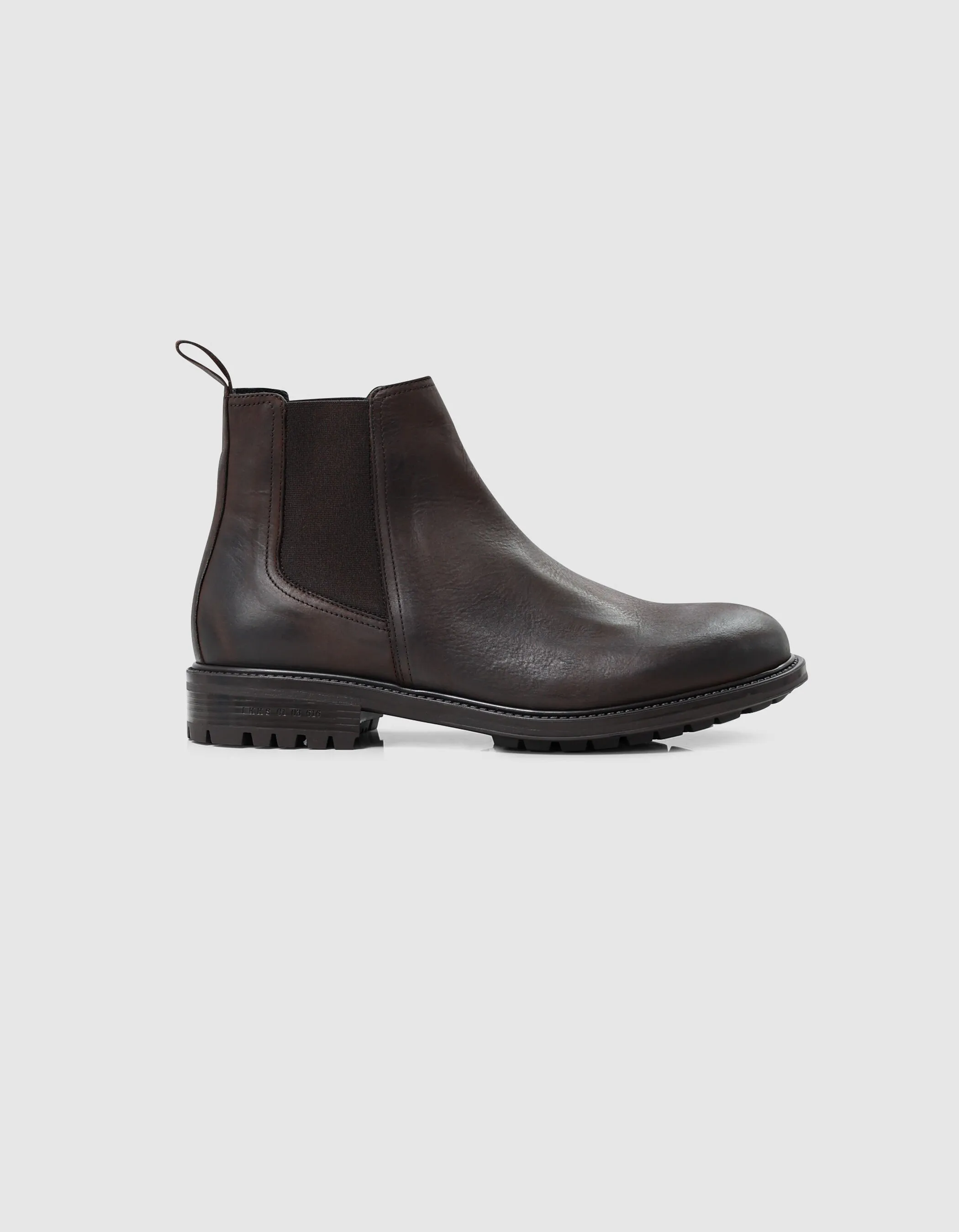 Chelsea boots brun crantées cuir nubuck Homme