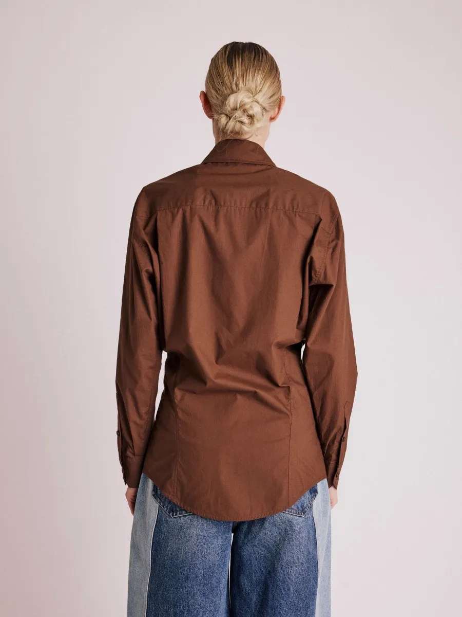 Chemise CHARMIE | Chemise cintrée marron unie
