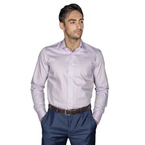 Chemise cintrée 100% coton chevrons parme
