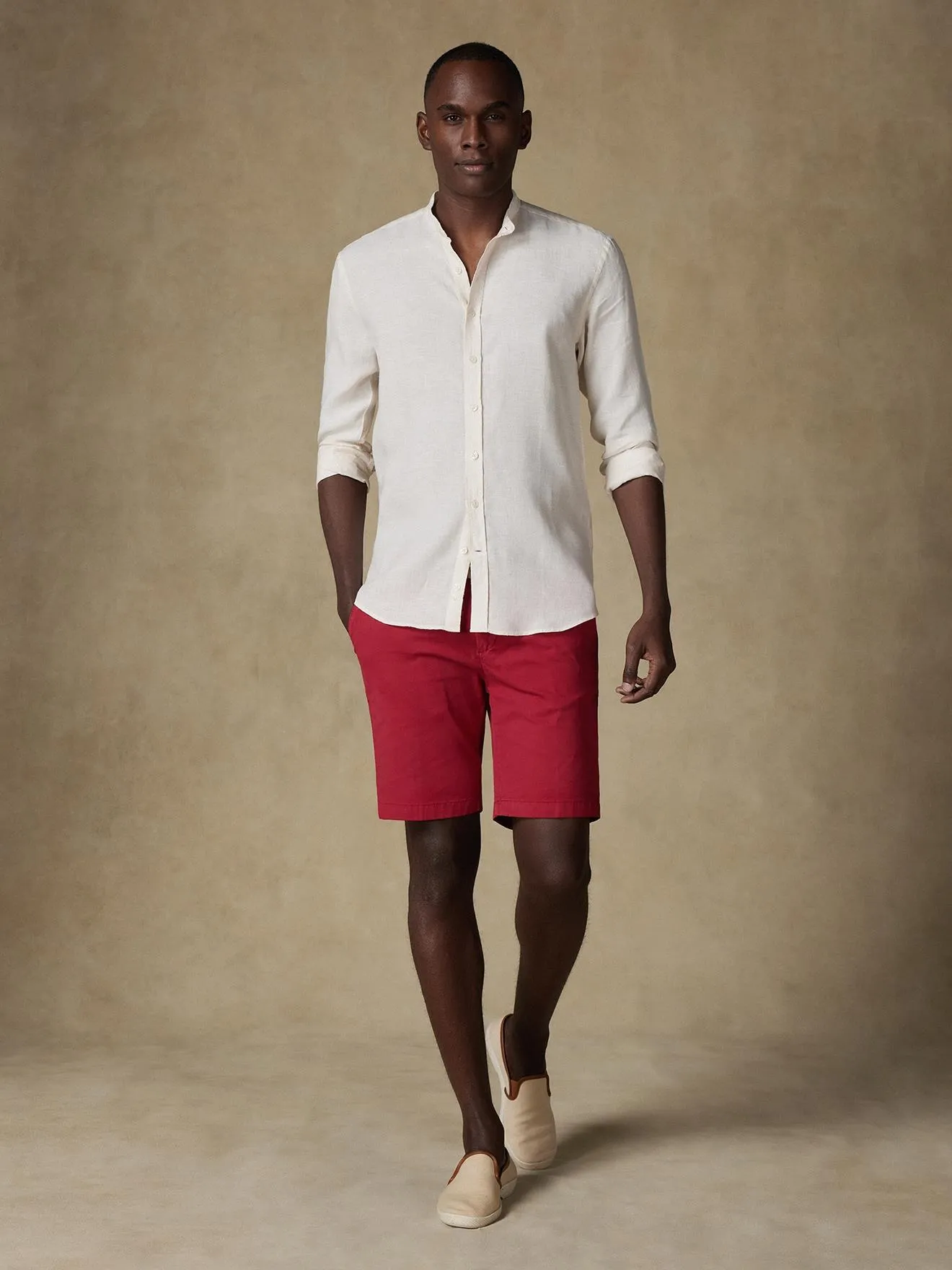 Chemise cintrée Olaf en lin sable