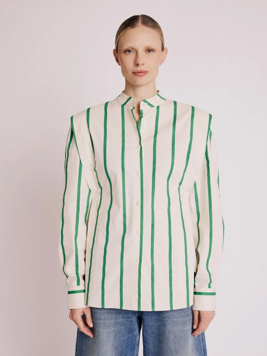 Chemise COOPER | Chemise structurée à rayures vertes