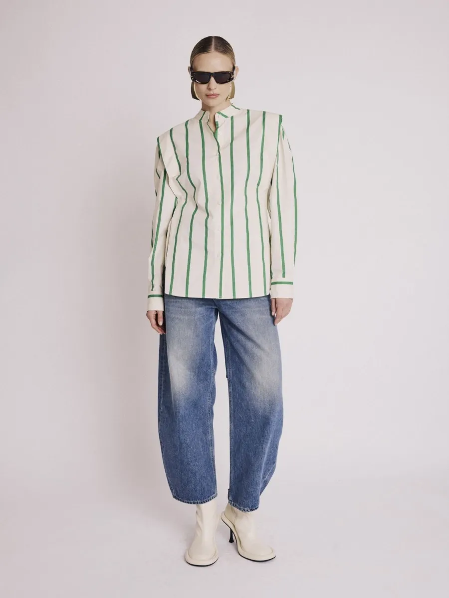 Chemise COOPER | Chemise structurée à rayures vertes