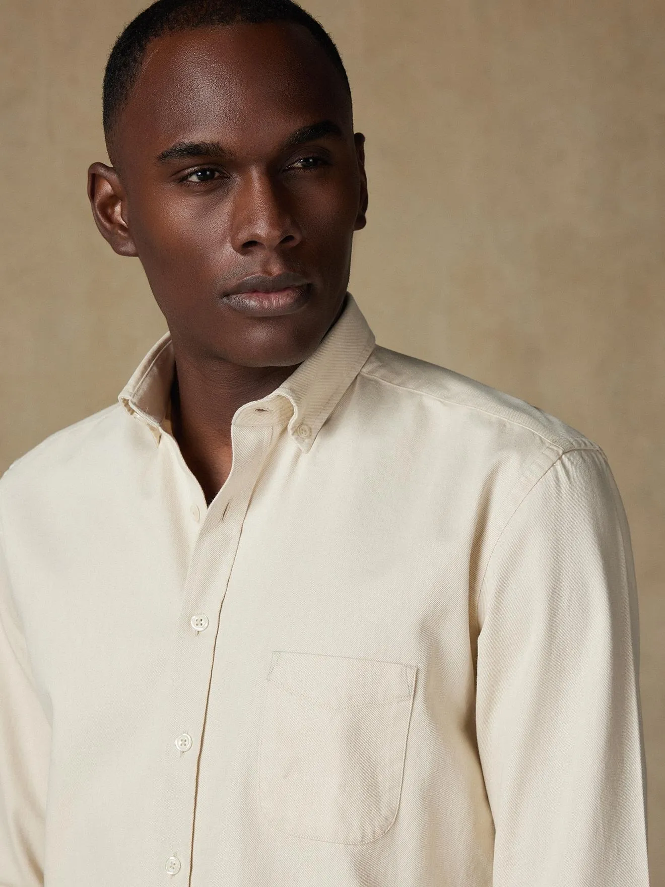 Chemise Gustav en denim écrue- Col Boutonné