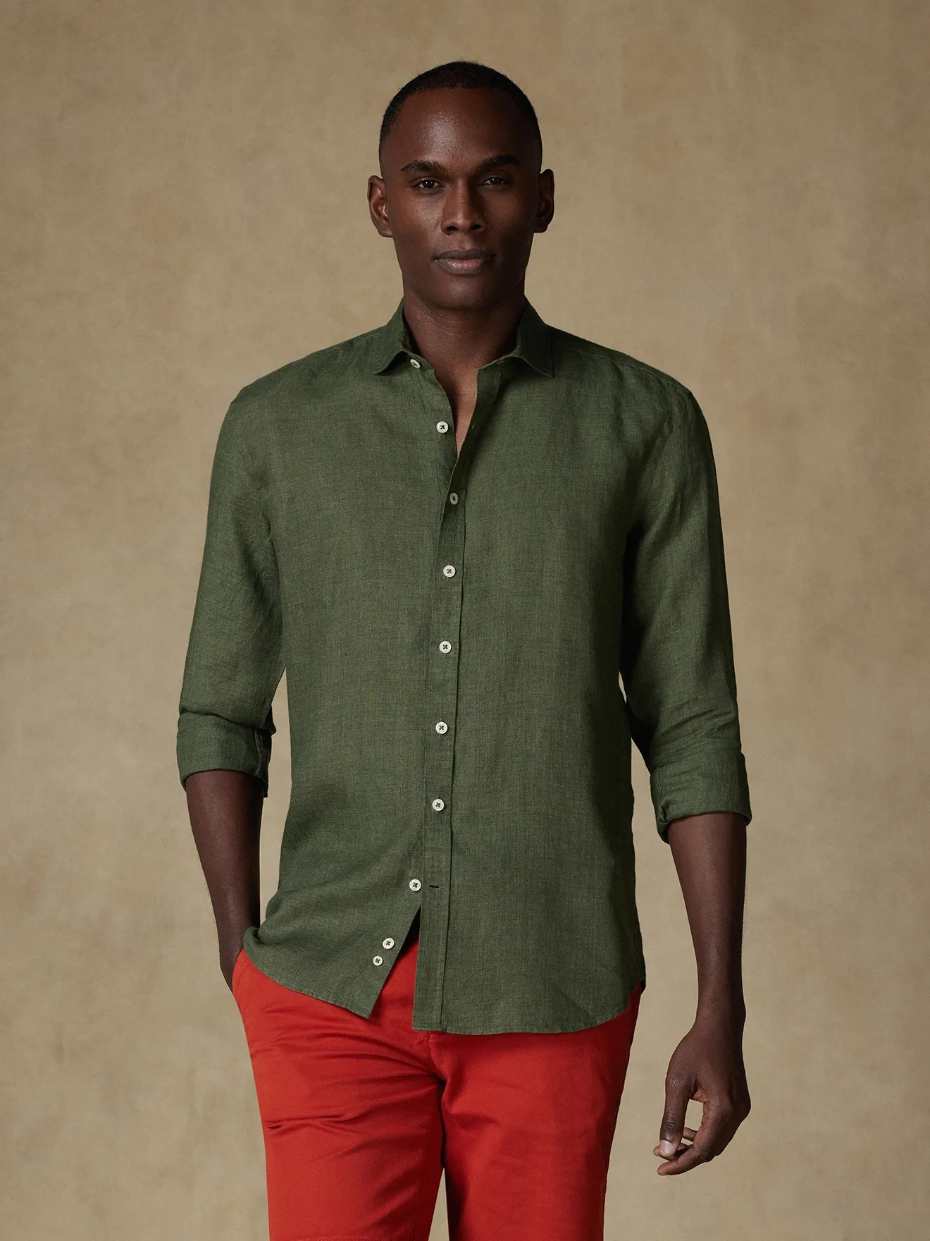 Chemise Olaf en lin kaki