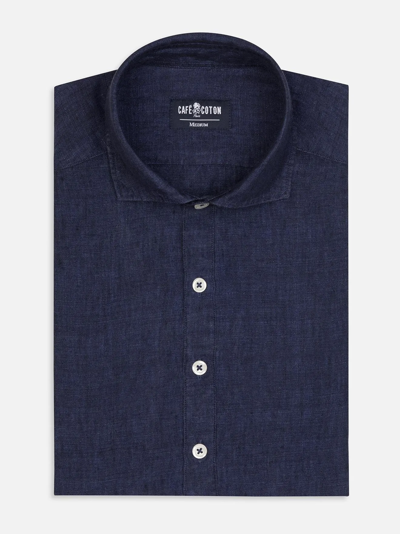 Chemise popover Olaf en lin marine
