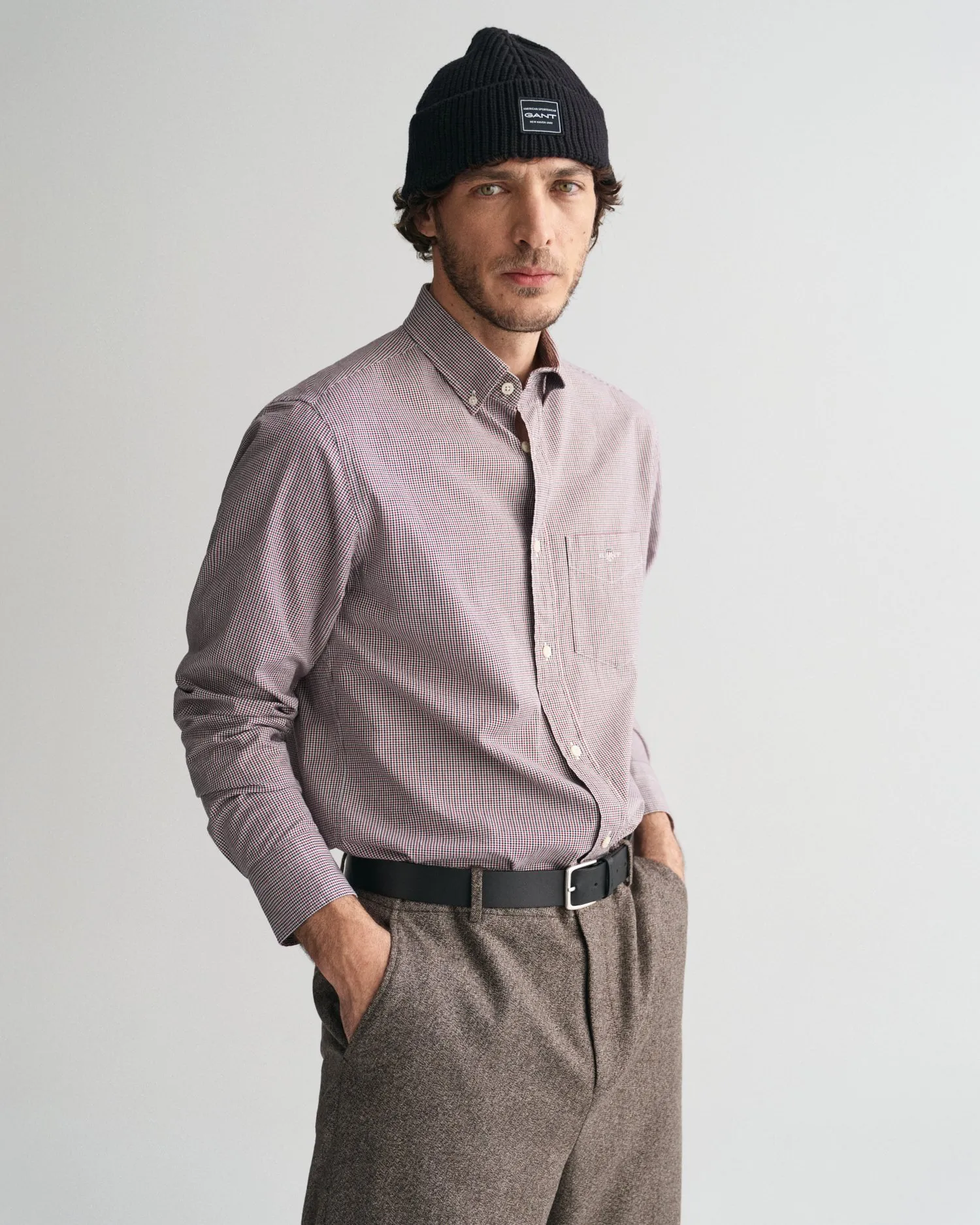 Chemise regular fit en popeline à petits carreaux vichy