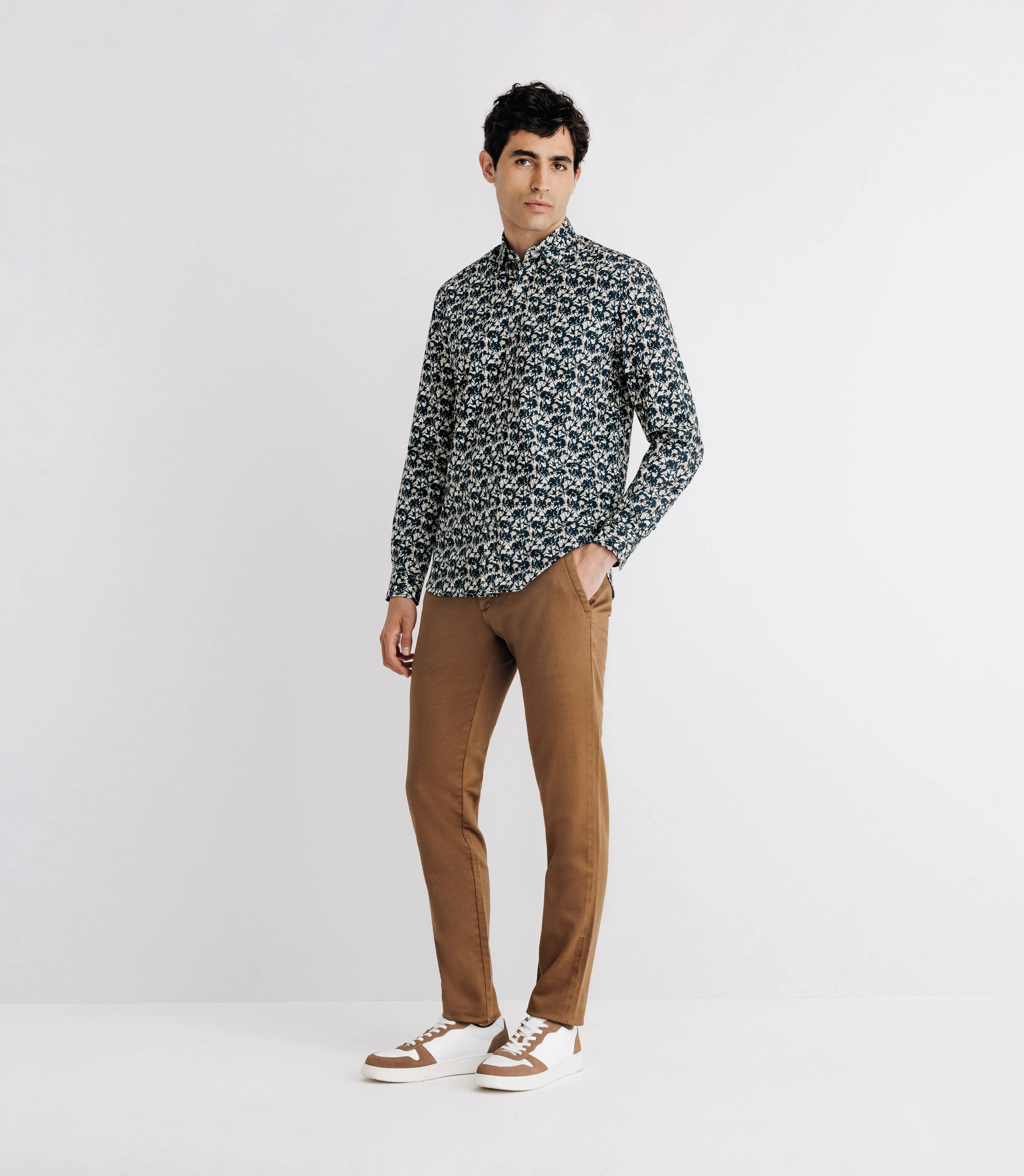 Chemise à fleurs marine