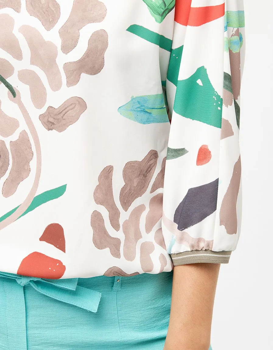 Chemise écrue fleurs