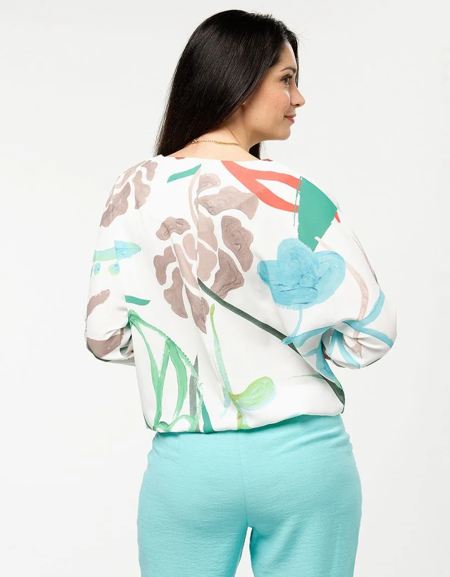 Chemise écrue fleurs