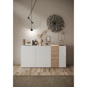 Commode 3 portes Blanc lacqué brillant chene  | 3 Suisses