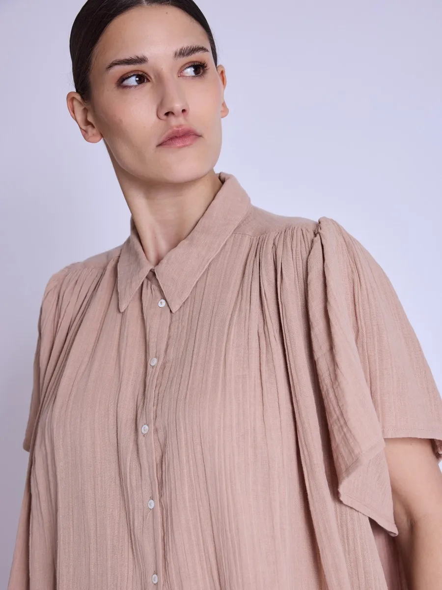 CRISTIFLY | Chemise oversize nude à manches courtes