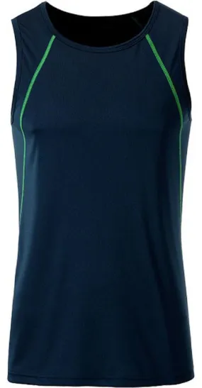 Débardeur running respirant - Homme - JN494 - bleu marine et jaune vif 