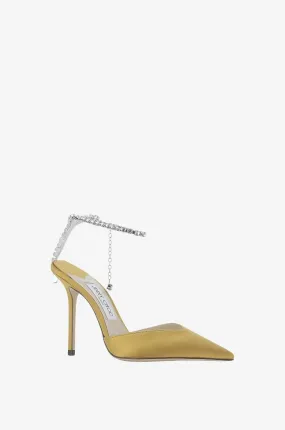 Escarpins en satin bride cristaux Saeda 100