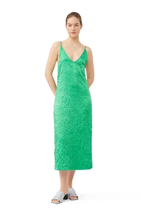 Ganni - Crinkled Satin Slip Dress