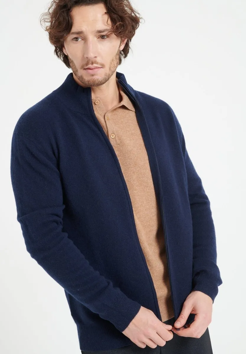 Gilet zippé cachemire bleu marine homme - LUKE 8
