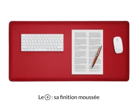 Grand sous-main en cuir rouge coquelicot "Premium" - 80x40 cm