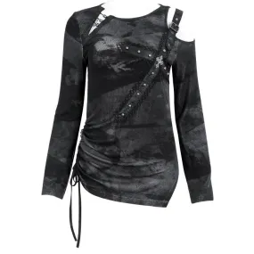 Haut Manches Longues Asymétrique 'Emelia' Noir et Gris