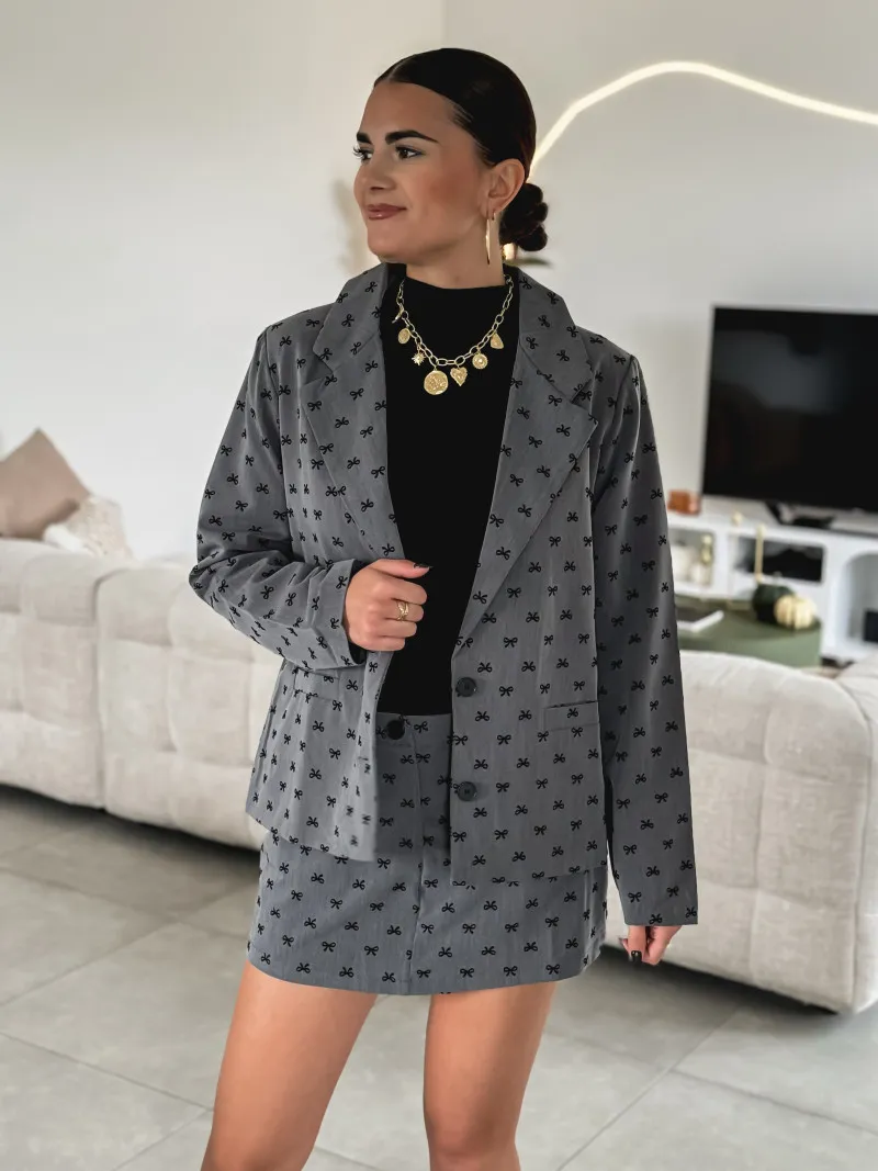 Jupe short à motifs Iselya - Gris foncé