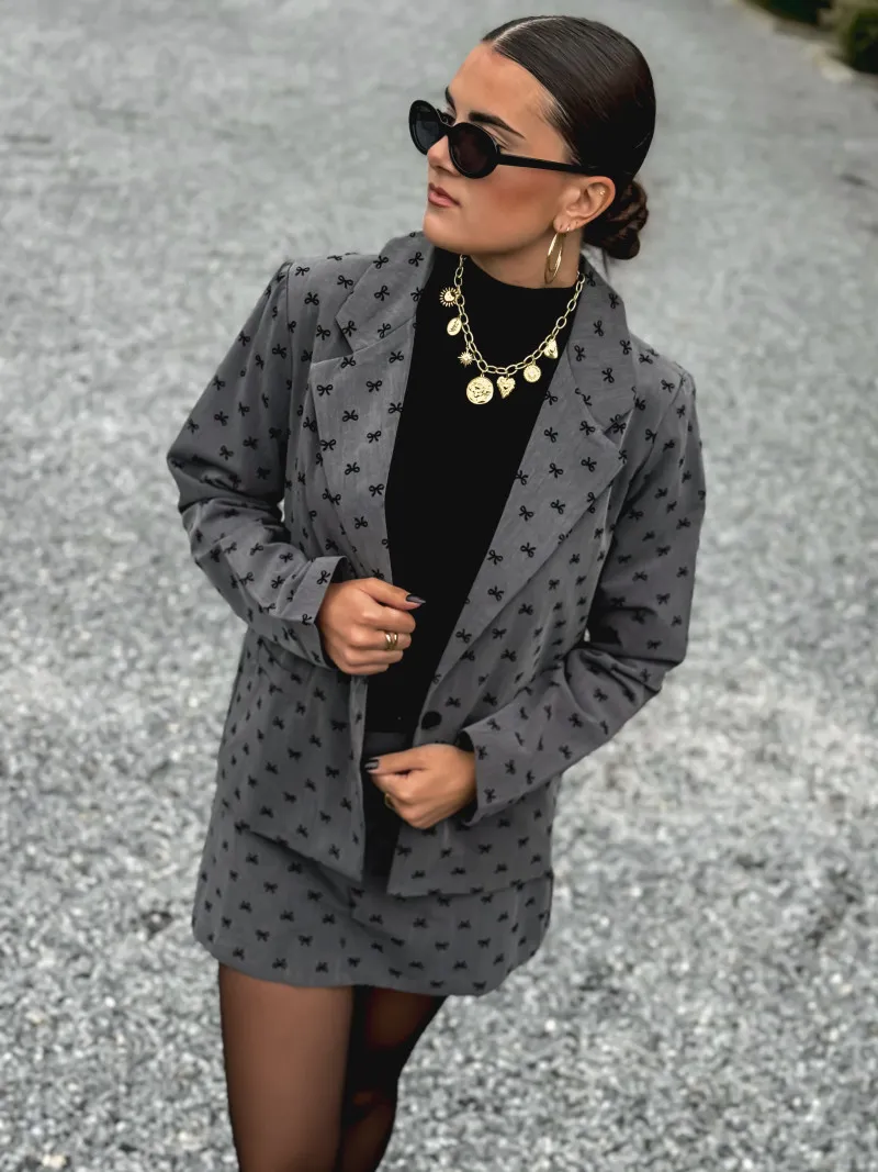 Jupe short à motifs Iselya - Gris foncé