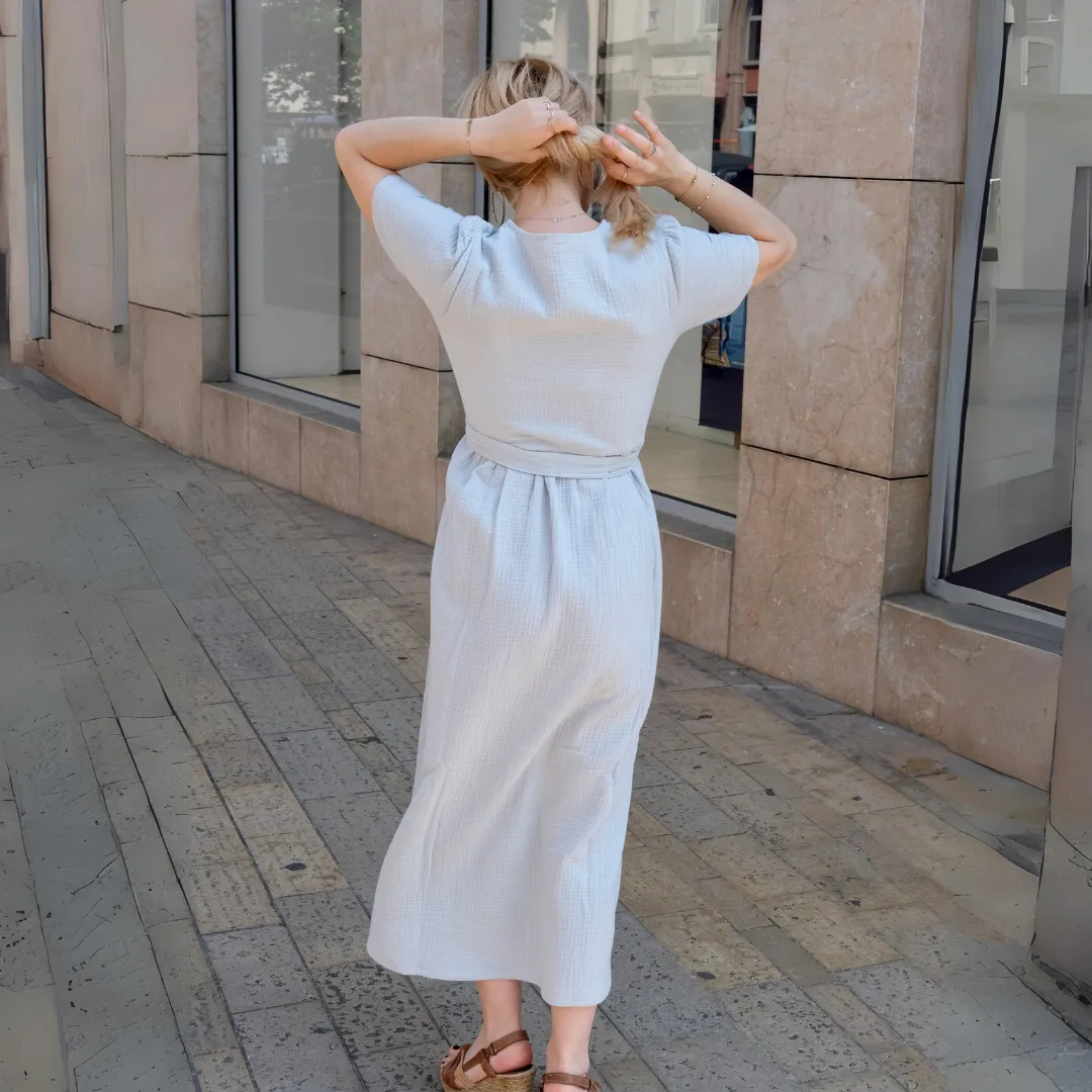 La robe longue franaise en triple gaze de coton bio