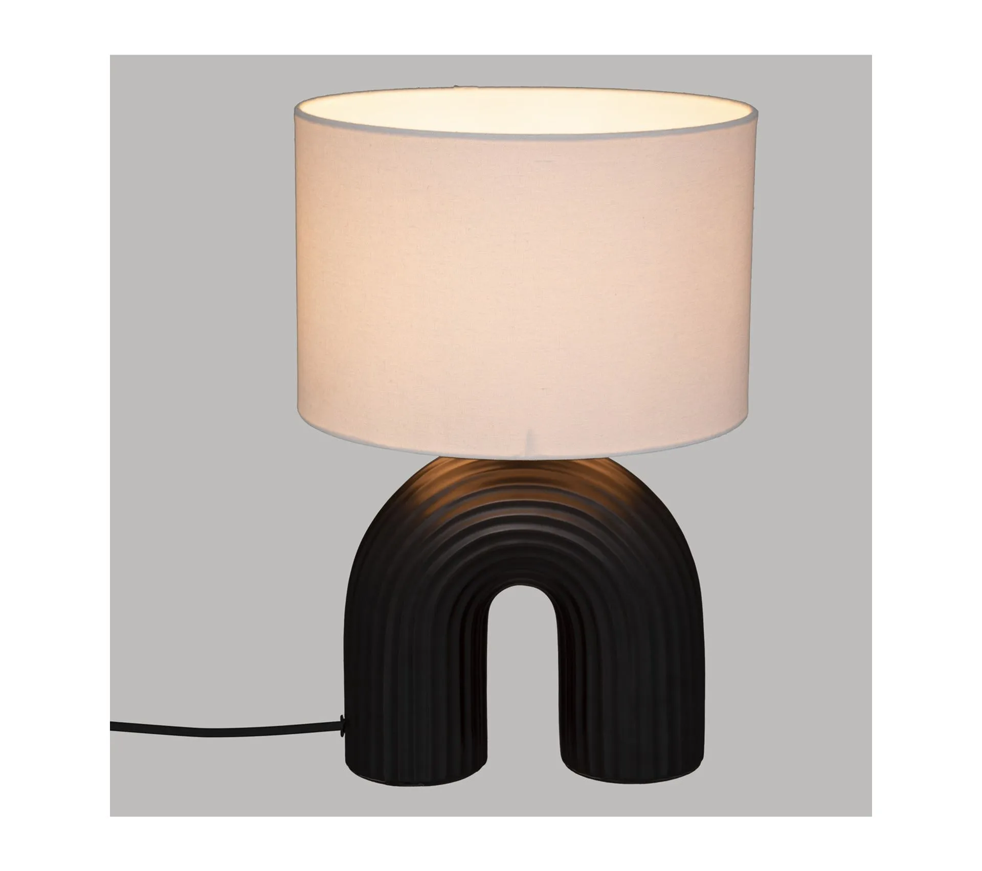 Lampe à Poser En Céramique Noire Et Abat-jour Blanc H 40.5 Cm
