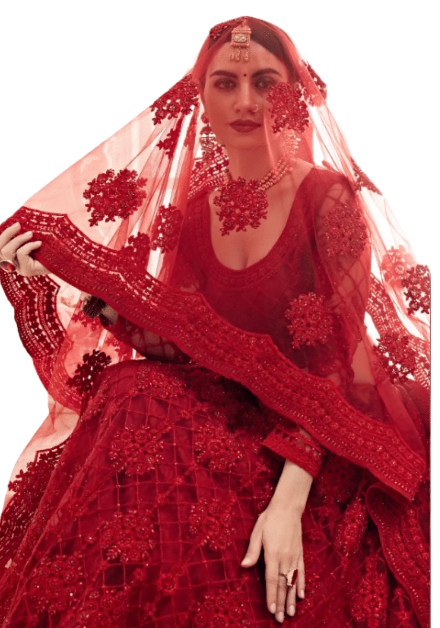 Lehenga nuptiale Rouge Kaniga