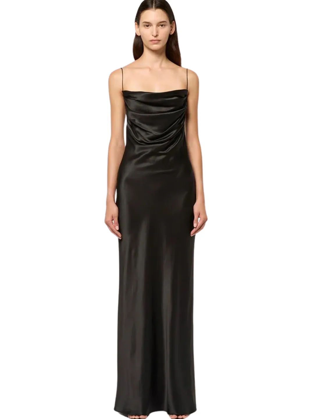 Michael Lo Sordo DRAPED CAMISOLE SLIP DRESS black  