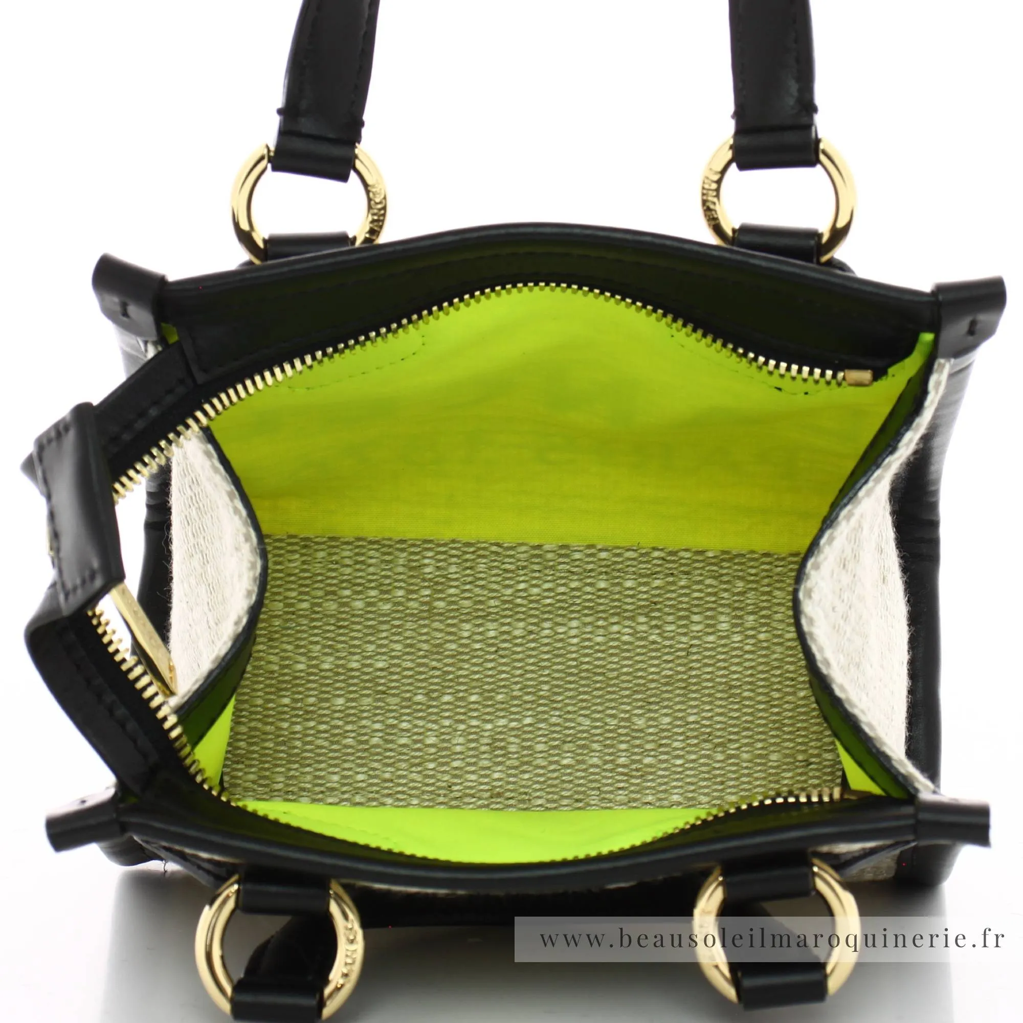 Mini Sac Cabas Lancel Toile de Jute et Cuir A12285