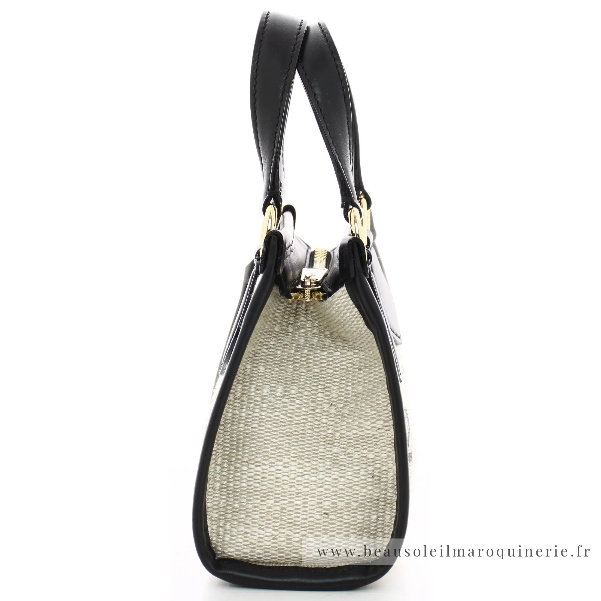 Mini Sac Cabas Lancel Toile de Jute et Cuir A12285