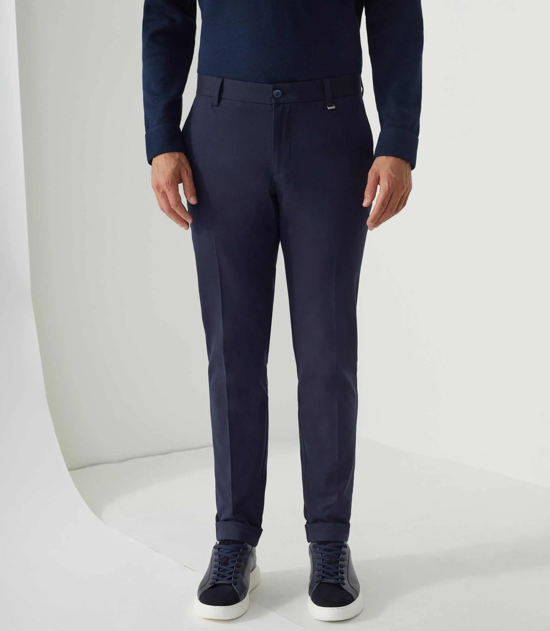 Pantalon chino aspect laine marine Miel