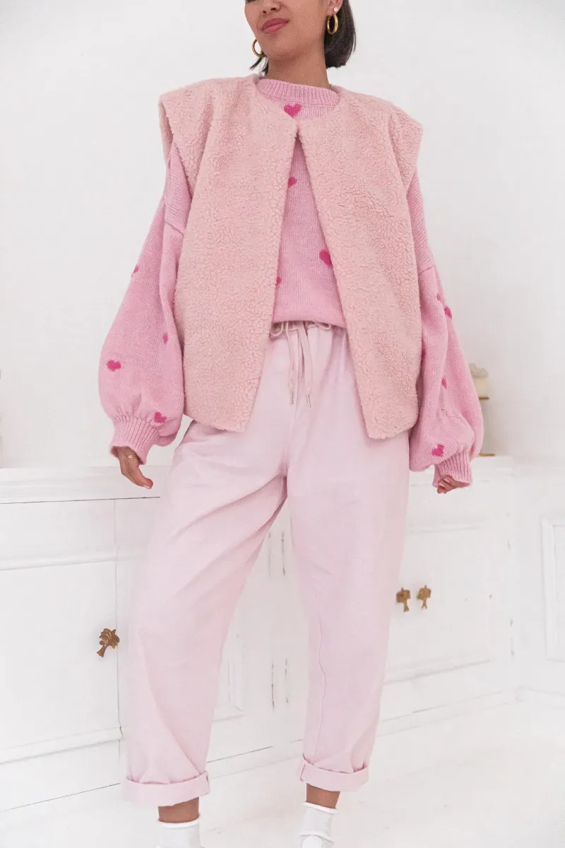 pantalon rose taille elastique