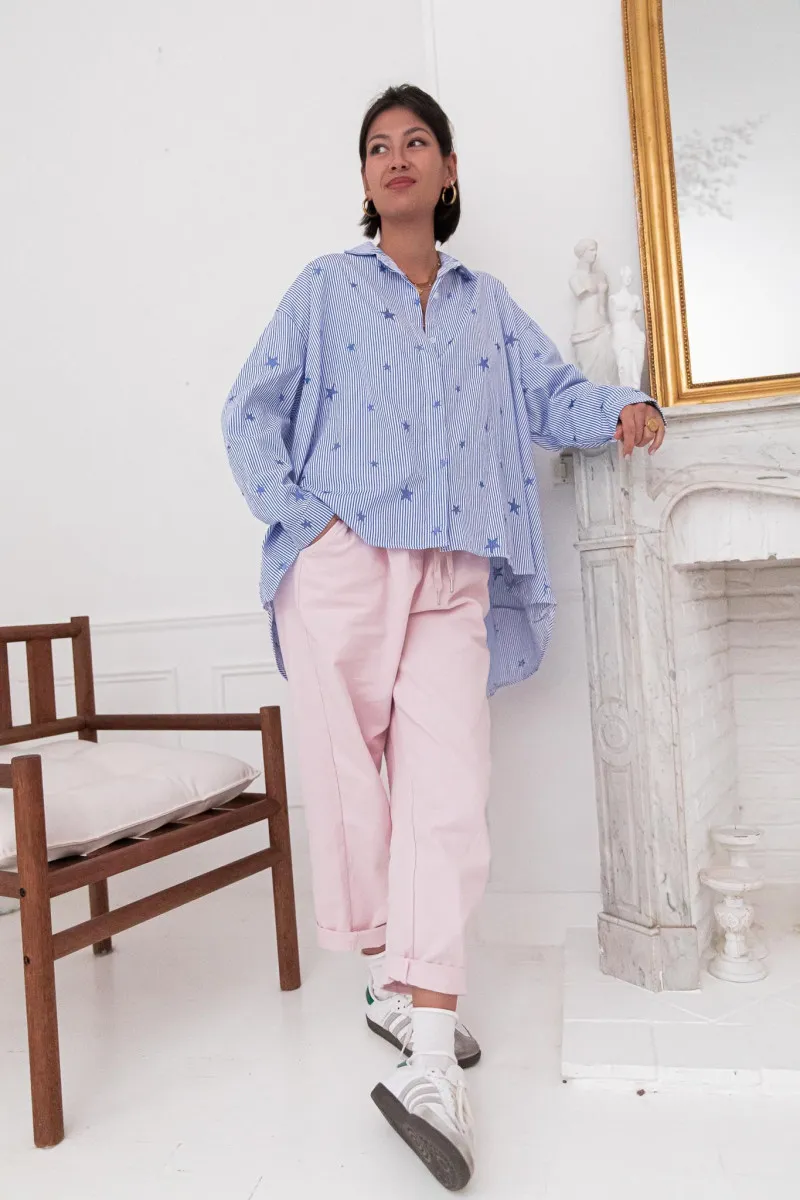 pantalon rose taille elastique